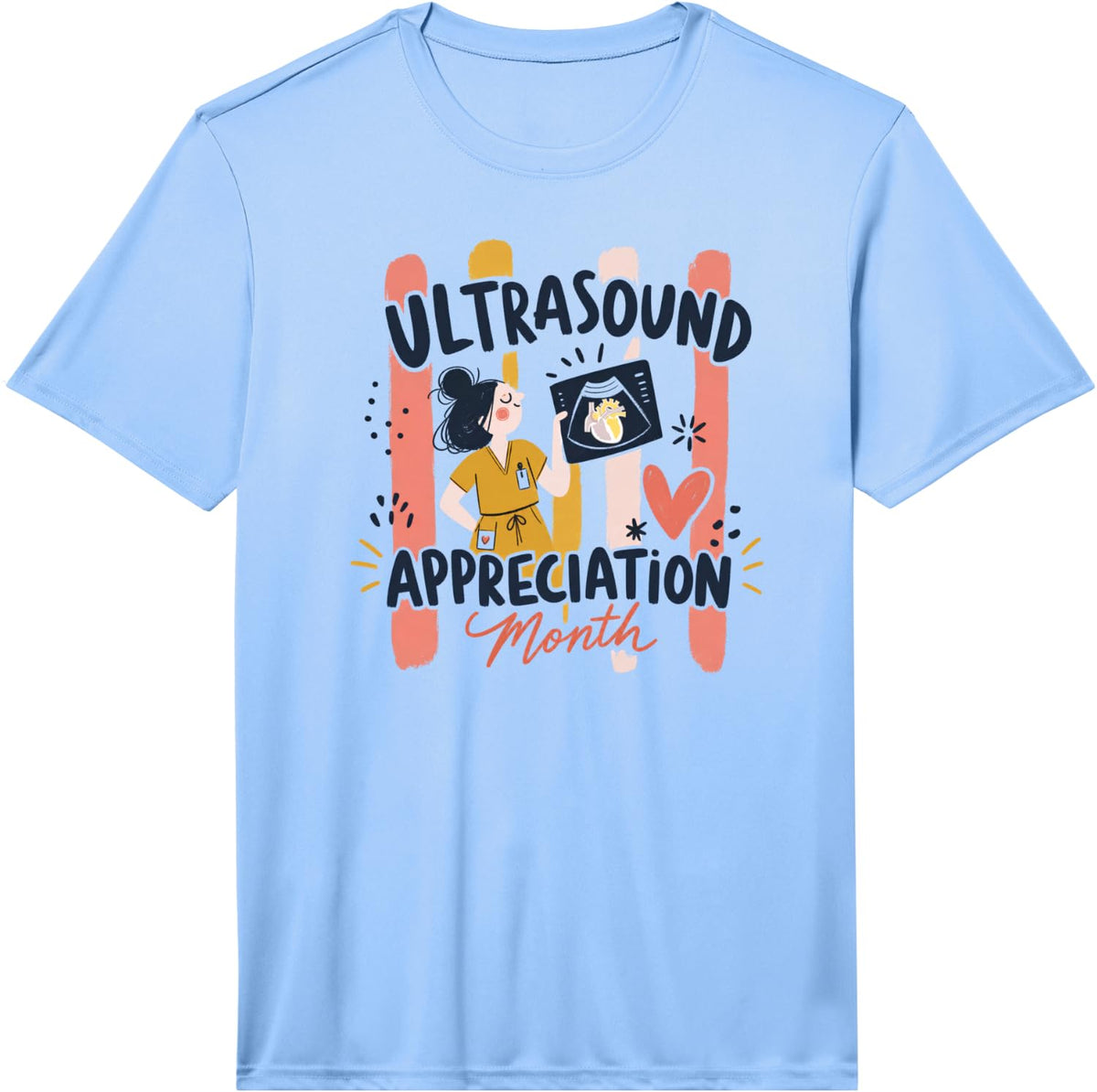 Sonographer Appreciation Gift - Ultrasound Awareness Month Performance T-Shirt - Light Blue