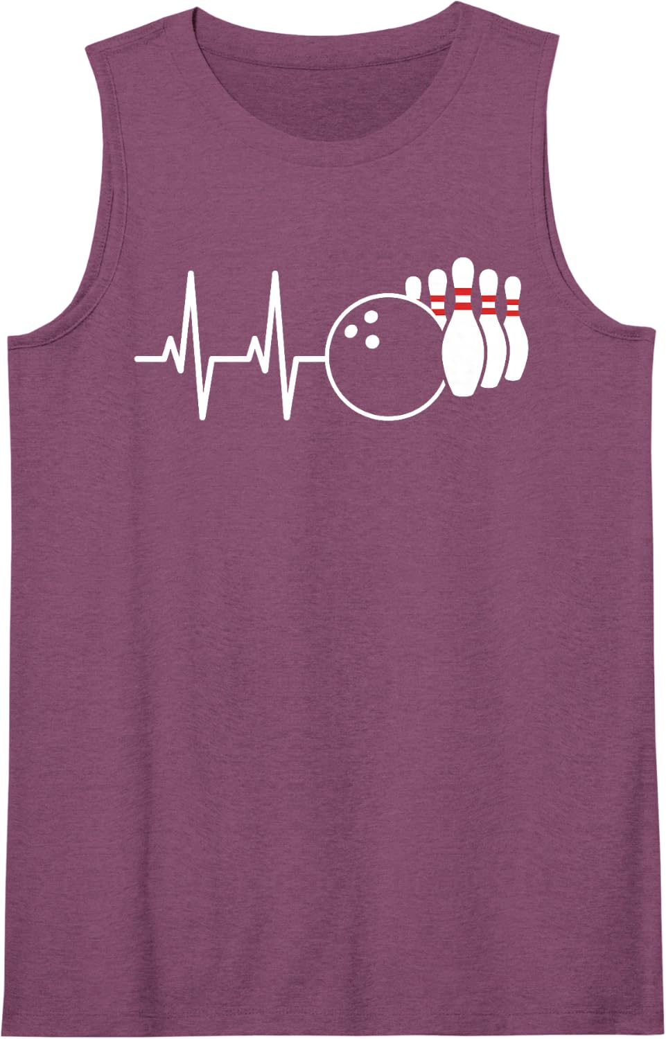 Bowling Sport Heartbeat Ball, pins Game Bowler Cute Graphic Sleeveless Tank Top - Purple