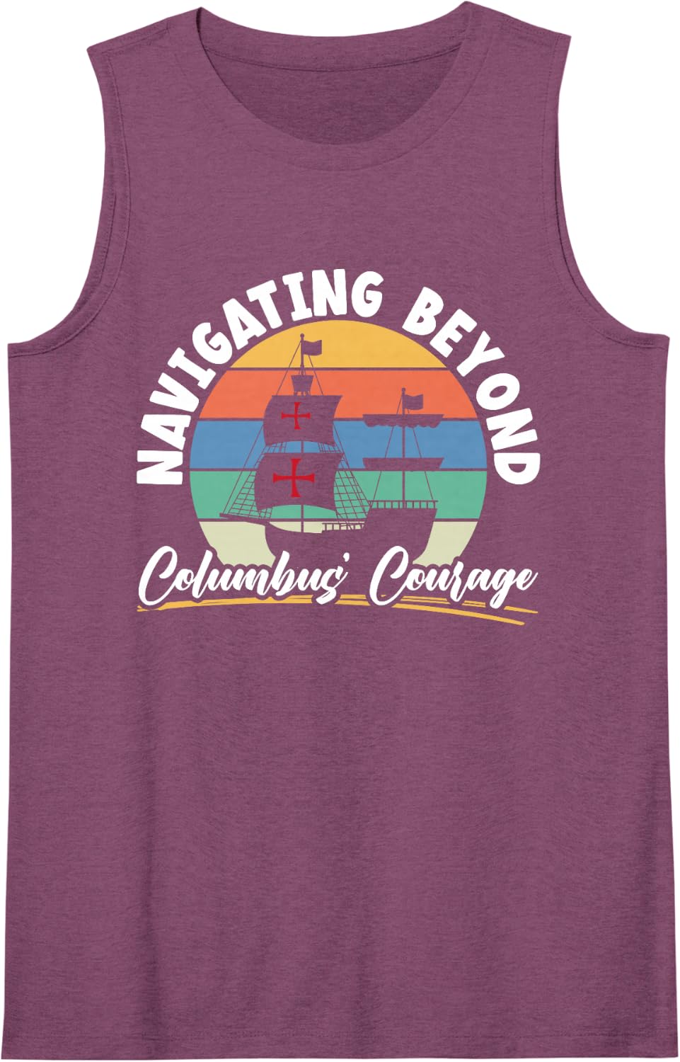 Navigating Beyond Columbus' Courage Columbus Day Tank Top - Purple