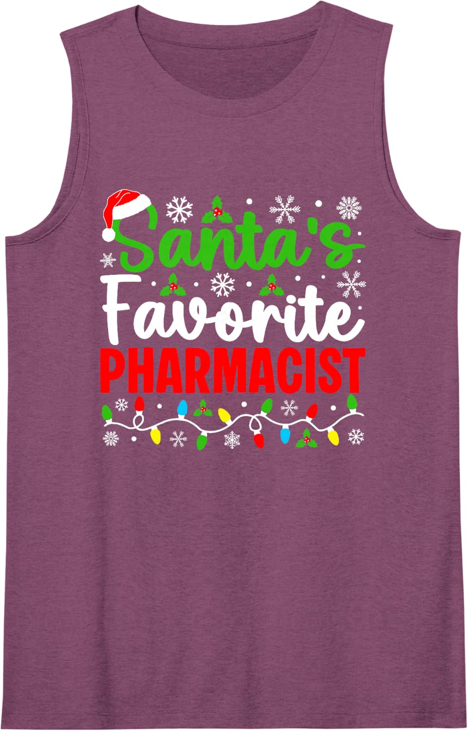 Santa's Favorite Pharmacist Funny Christmas Sleeveless Tank Top - Purple