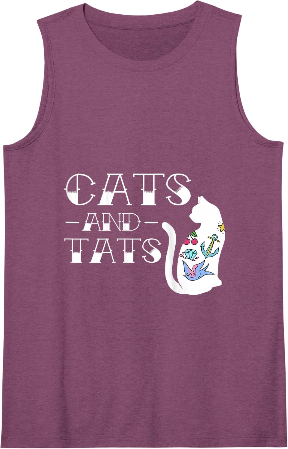 Funny Cats and Cat Tattoo Lover Cats & Tats Tattoo Art Tank Top - Purple
