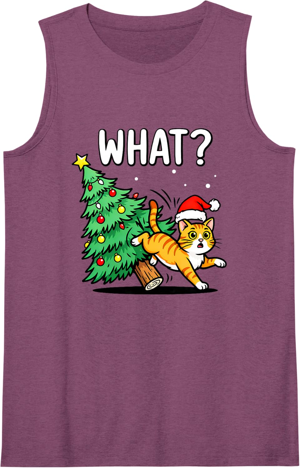 What? Orange Cat Behavior Funny Ginger Cat Dad Christmas Sleeveless Tank Top - Purple