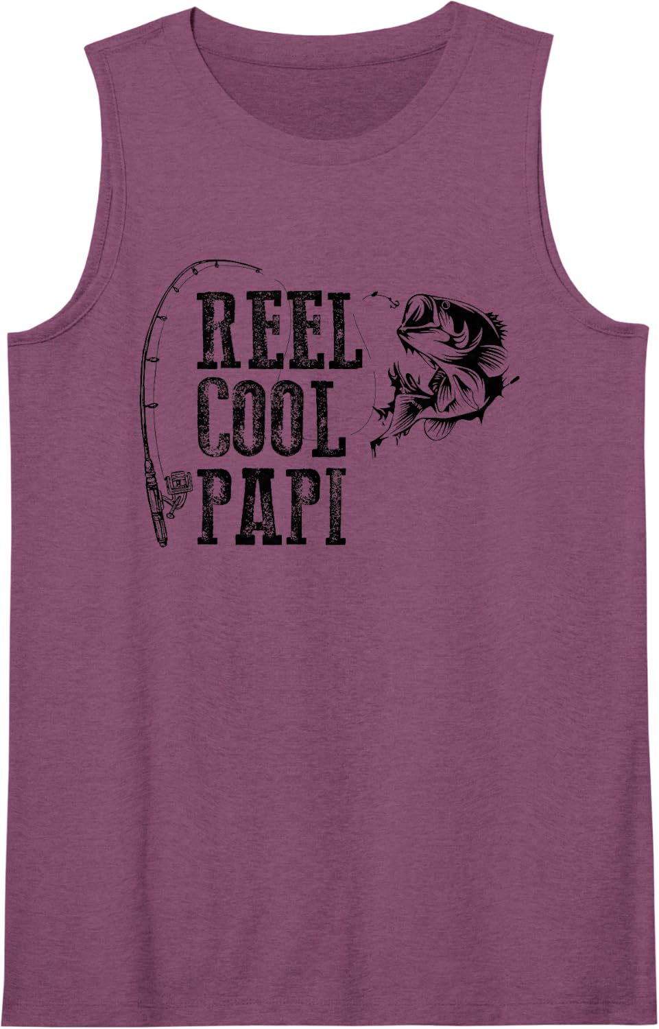 Papi Fishing: Reel Cool Papi Funny Gift Sleeveless Tank Top - Purple