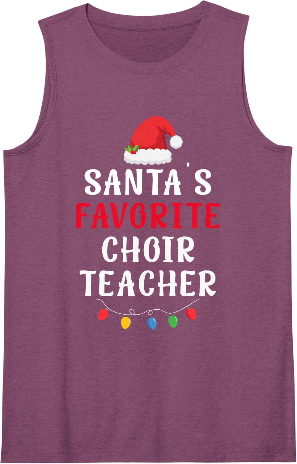 Santa's Favorite Choir Teacher Funny Christmas Xmas Holiday Sleeveless Tank Top - Purple