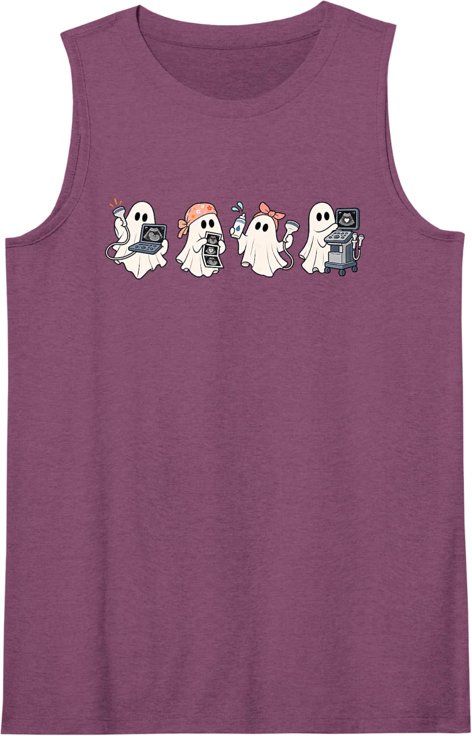 Halloween Ultrasound Technologist Tech Ghost Sonographer Sleeveless Tank Top - Purple