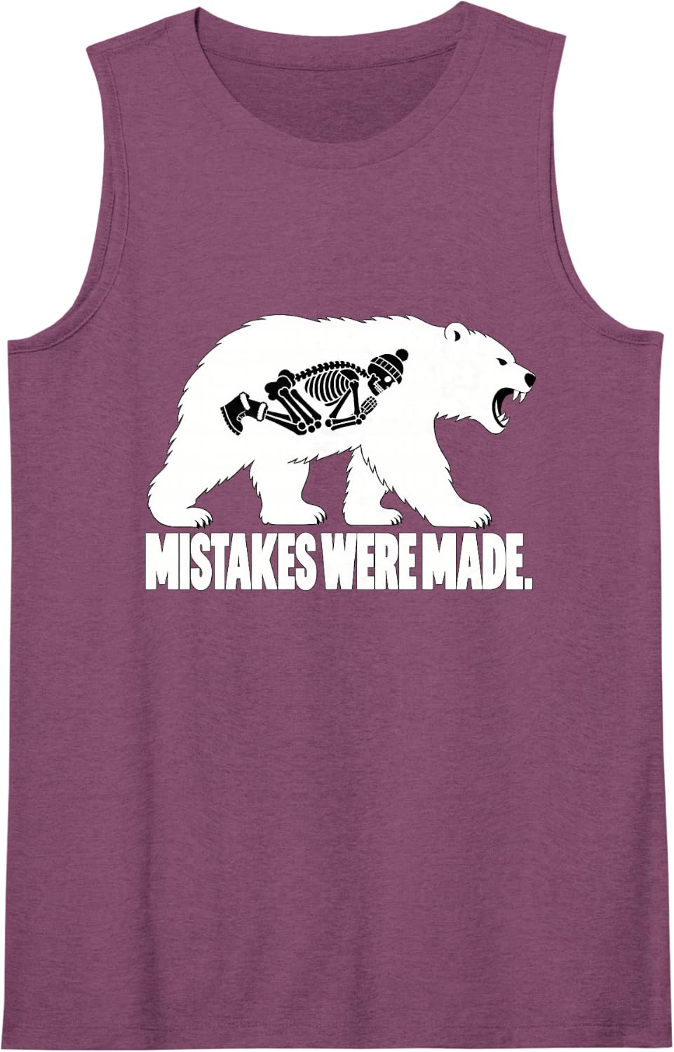 Funny Polar Bear Skeleton Arctic Wildlife Dark Humor Sleeveless Tank Top - Purple