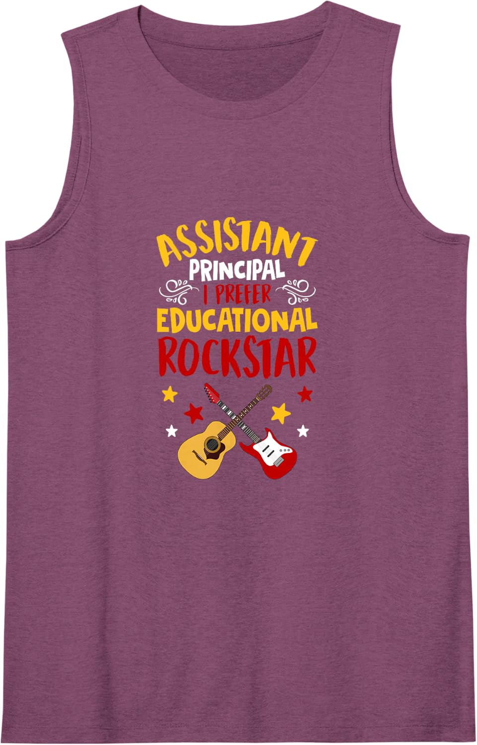 Assistant Principal I Prefer Educational Rockstar Funny Sleeveless Tank Top - Purple