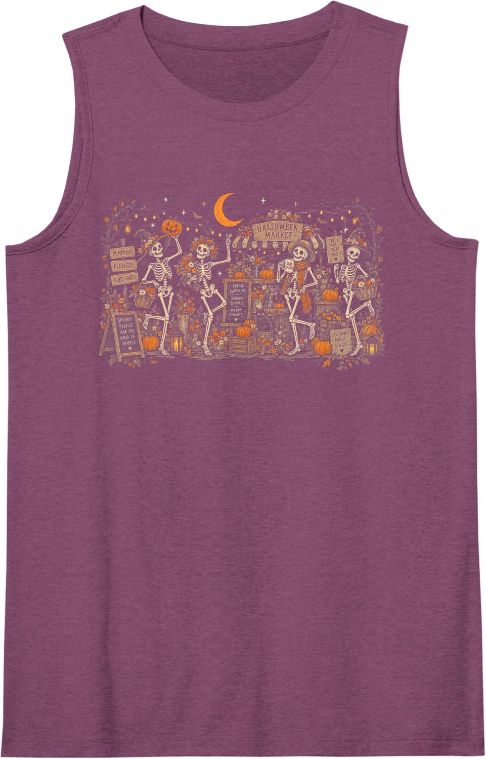 Wildflower Skeleton Sonographer Halloween Radiologist Sleeveless Tank Top - Purple