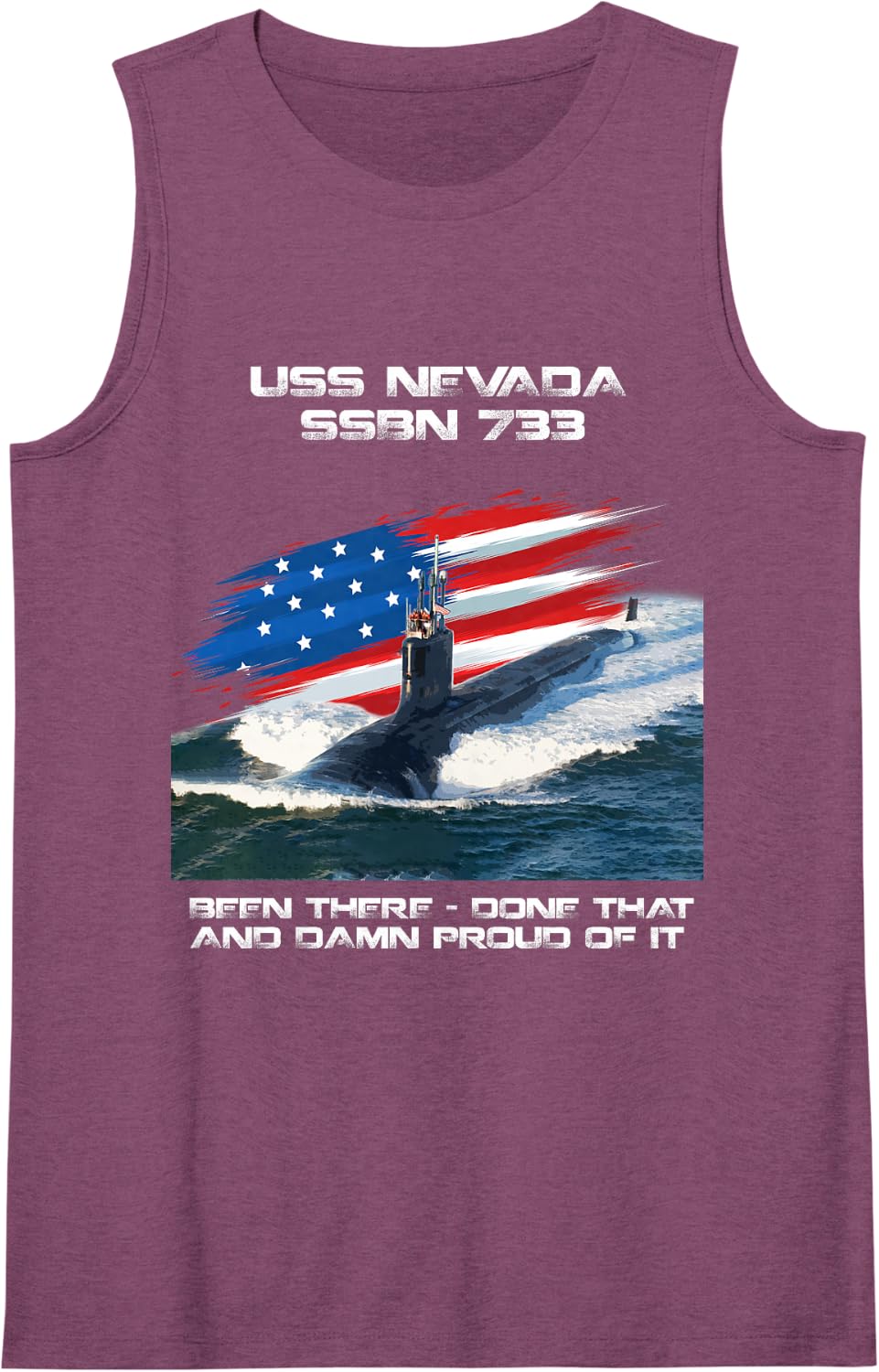USS Nevada SSBN-733 American Flag Submarine Veteran Xmas Sleeveless Tank Top - Purple