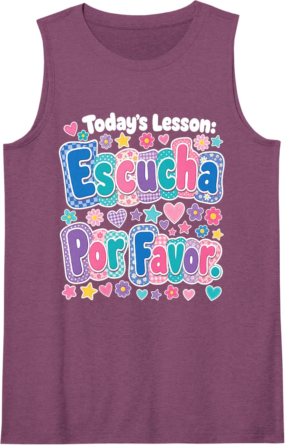 Teacher Today's Lesson Escucha Por Favor Bilingual Fun Tank Top - Purple