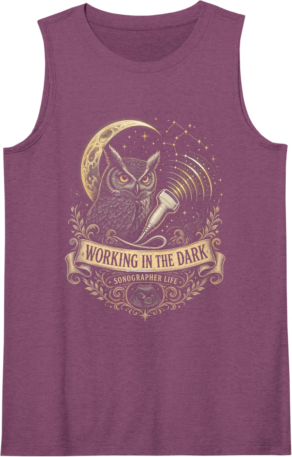 Working in The Dark Ultrasound Sonographer Sleeveless Tank Top - Purple