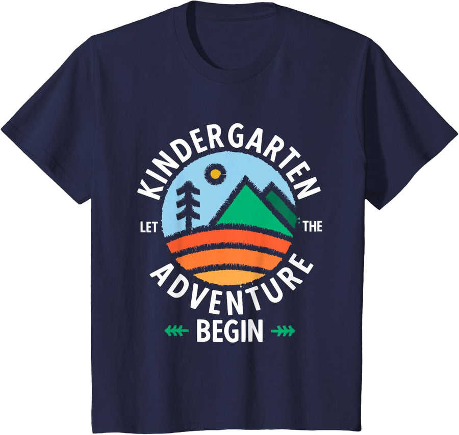 Kindergarten let the adventure begin shirt Kids School Gift T-Shirt - Navy Blue