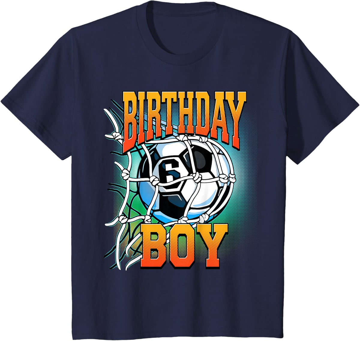 6th Birthday Soccer Shirt For Boy Six | 6 Years Old T-Shirt - Navy Blue