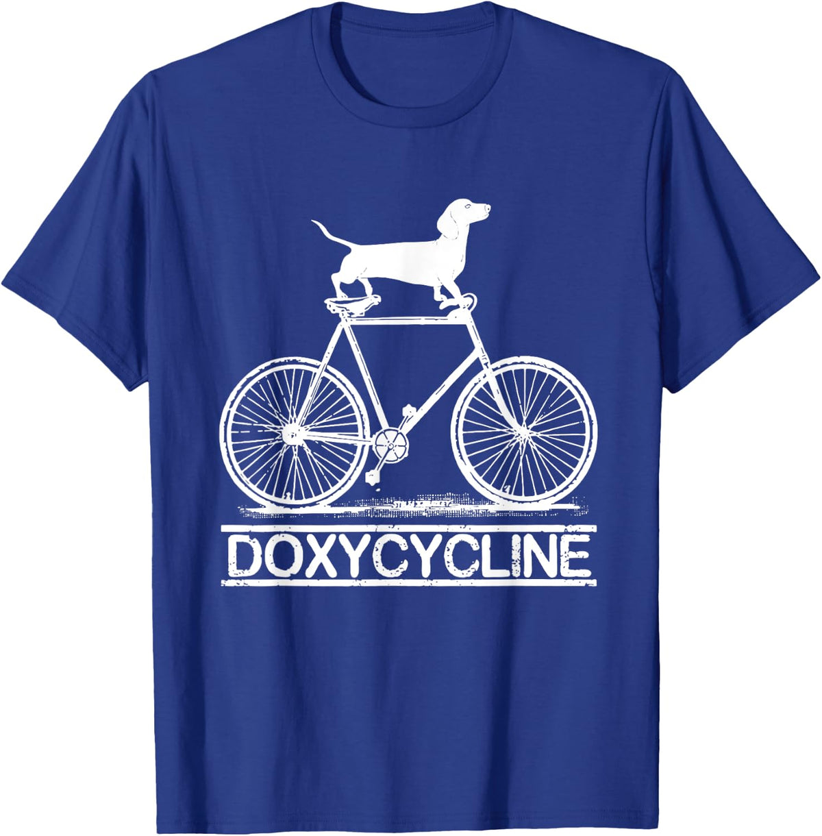 Dachshund on Bicycle Doxycycline Pharmacy Pharmacist T-Shirt - Royal Blue