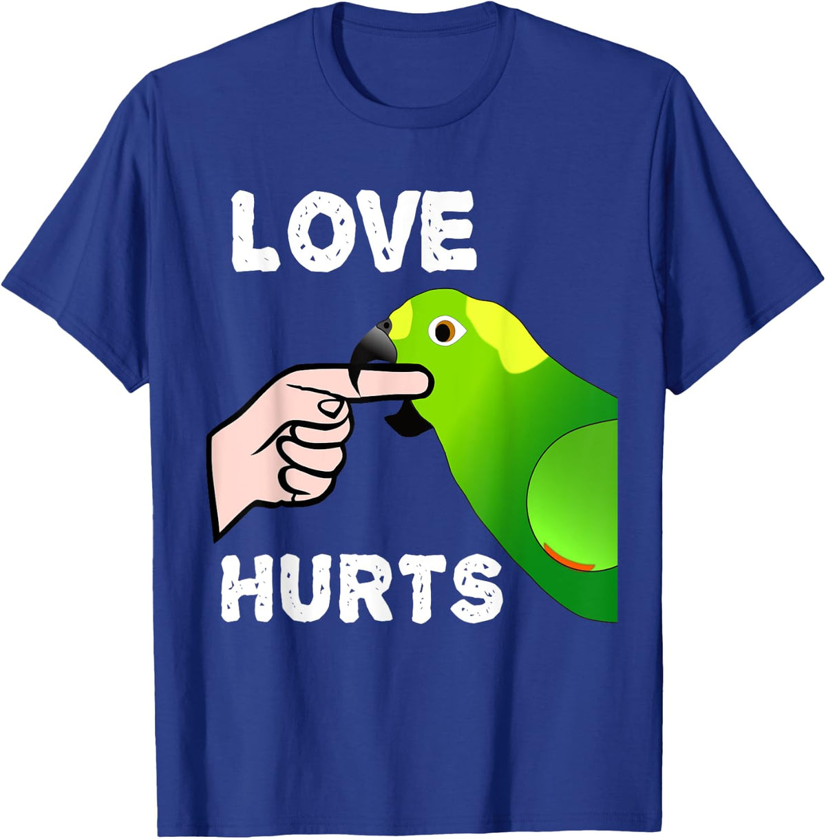 Love Hurts Naped Amazon Parrot T-shirt Valentine's Day - Royal Blue