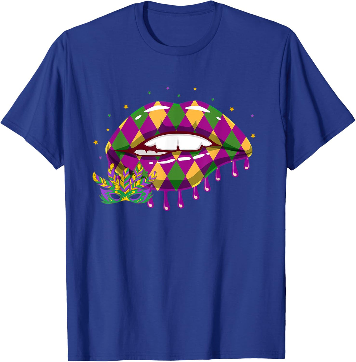 Funny Mardi Gras Lips for Women T-Shirt - Royal Blue
