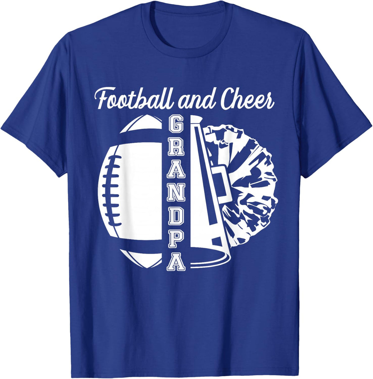 Football And Cheer Grandpa Of Cheerleader & Football Player T-Shirt - Royal Blue