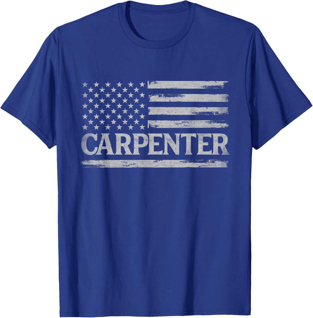 Carpenter Grey Vintage USA Flag Father's Day T-Shirt - Royal Blue