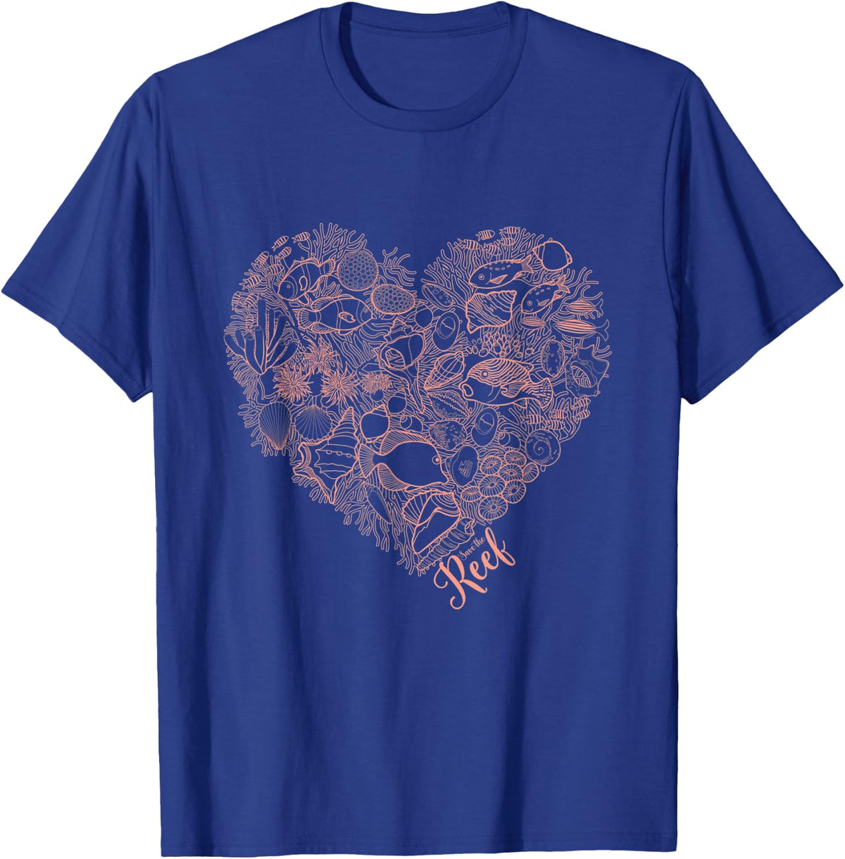 Save the Reef, Sea Coral Love Heart T-Shirt - Royal Blue