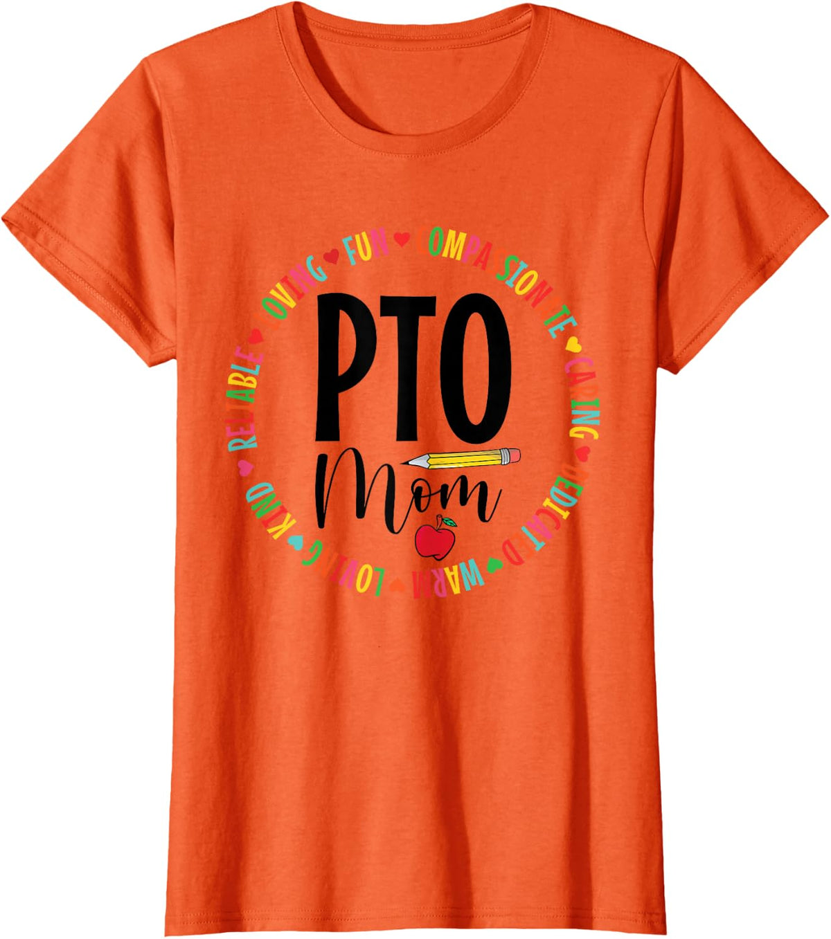 PTO Mom Accessories Parent Teacher Organization PTO Mama T-Shirt - Orange