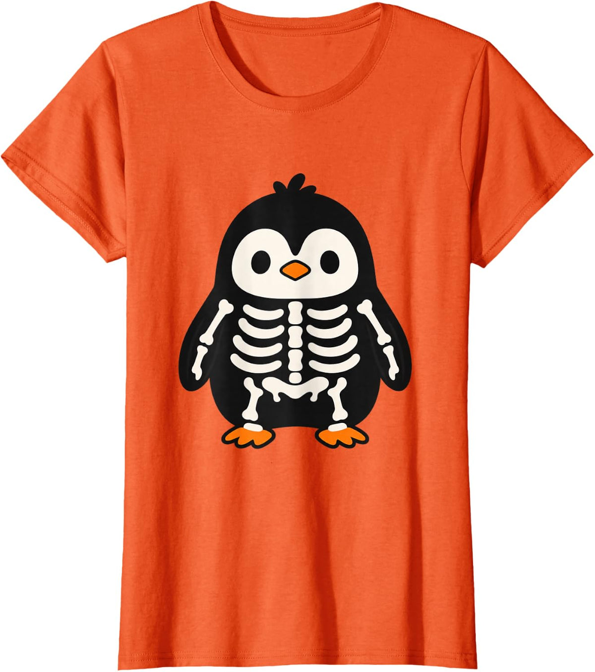 Halloween Skeleton Penguin Cute Spooky T-Shirt - Orange