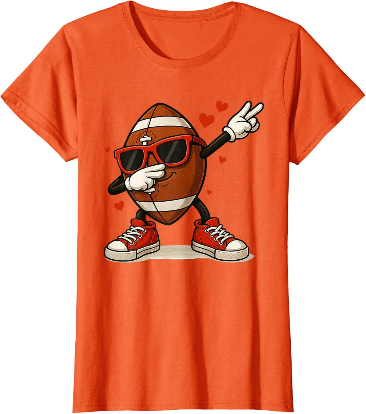 Football Dabbing Valentines Day Funny Dab Cute Boys Kids T-Shirt - Orange