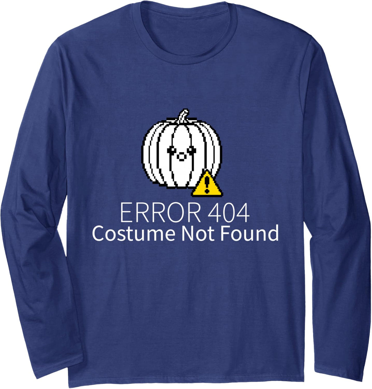 Funny Error 404 Costume Not Found Halloween Tech Pumpkin Long Sleeve T-Shirt - Adult Unisex Navy Blue