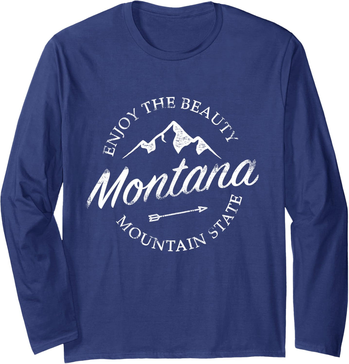 Montana Enjoy The Beauty Vintage Long Sleeve T-Shirt - Adult Unisex Navy Blue