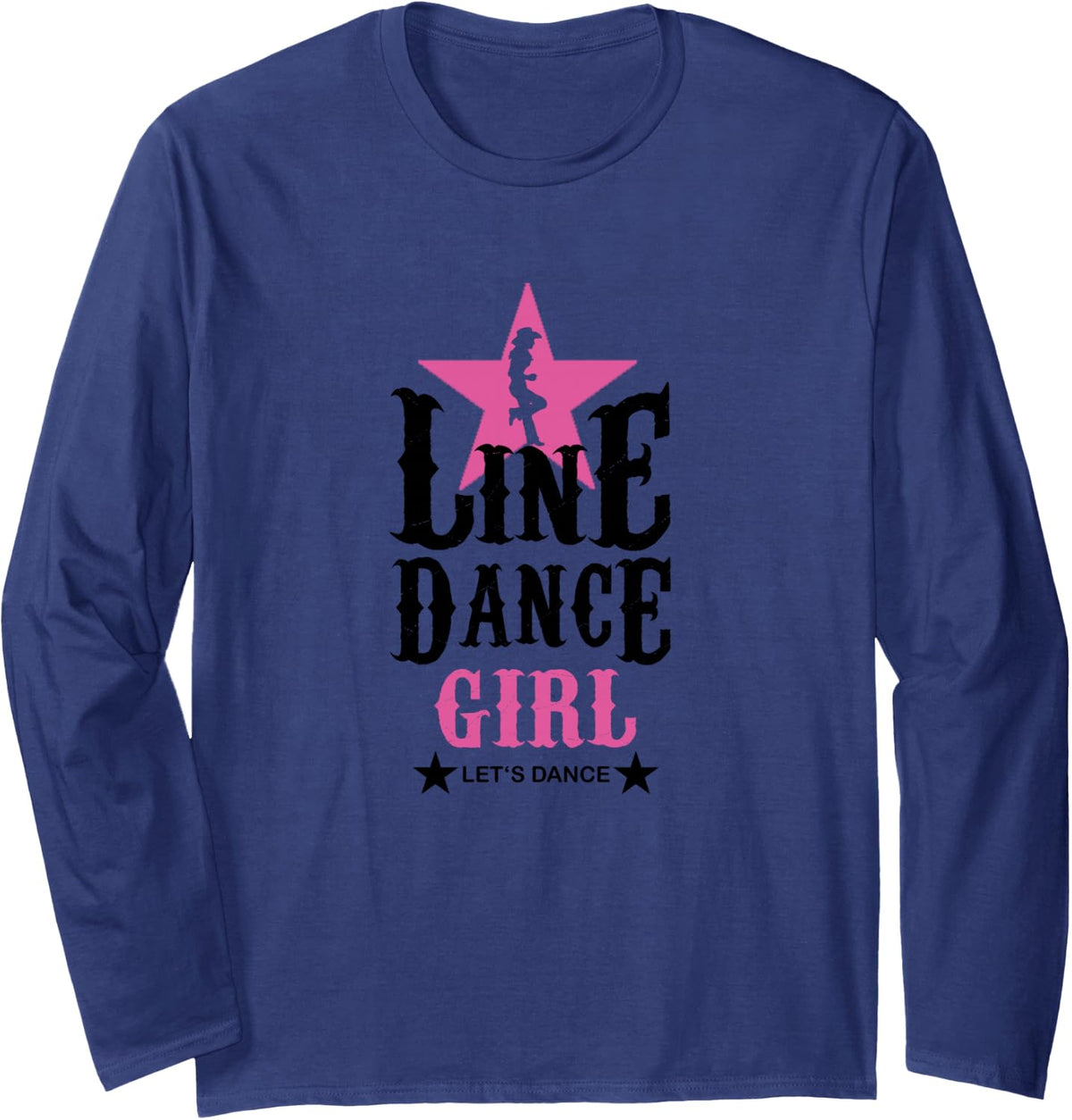 Line Dance Girl Long Sleeve T-Shirt - Adult Unisex Navy Blue