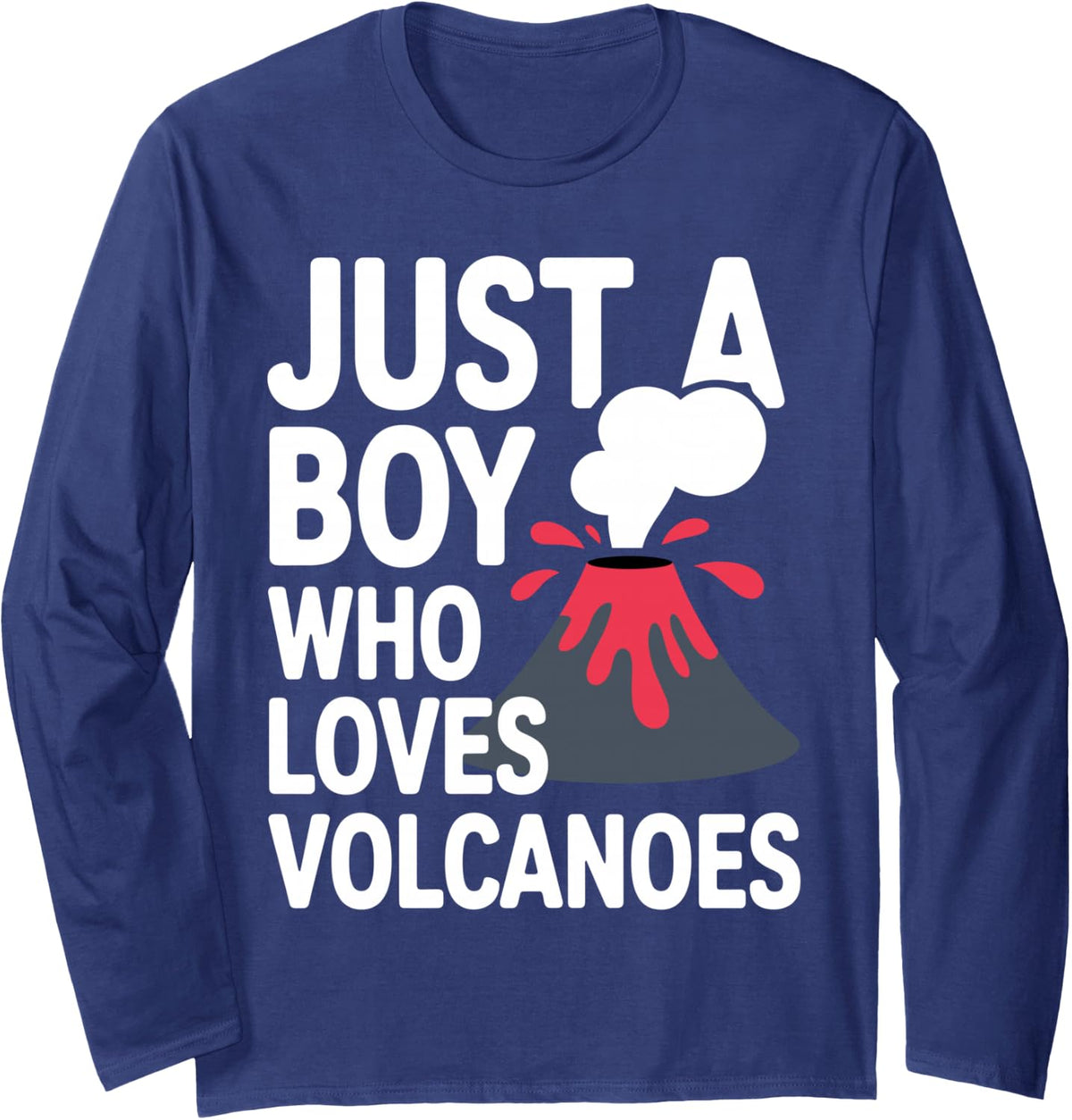 Funny Volcano Design for Boys Men Seismology Volcano Lovers Long Sleeve T-Shirt - Adult Unisex Navy Blue