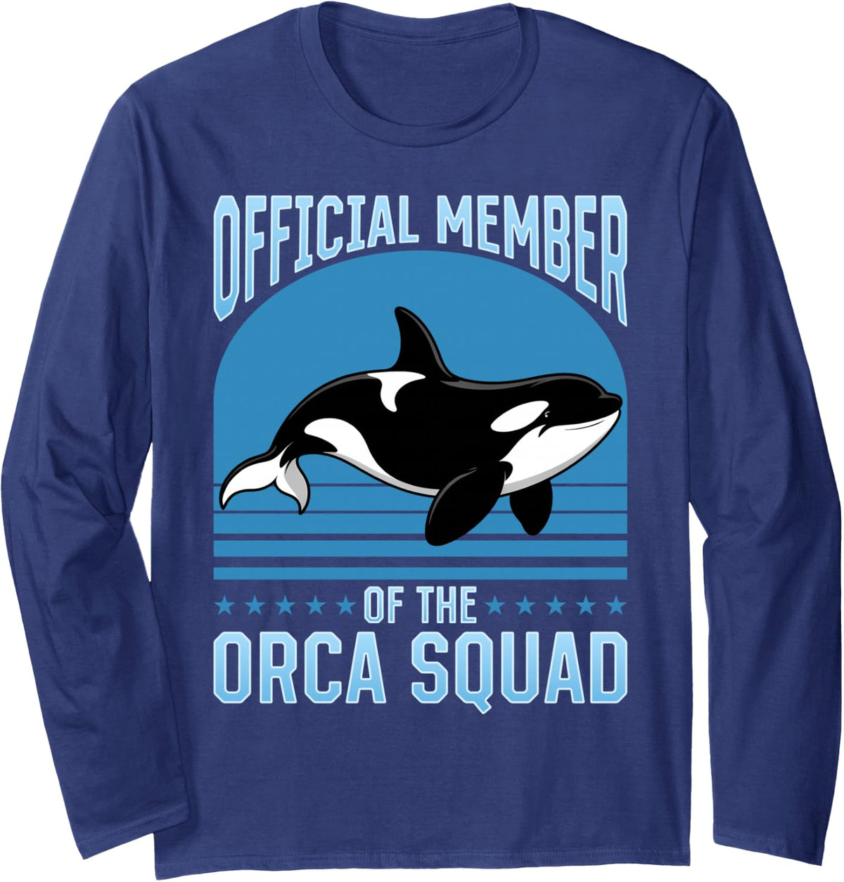Funny Orca Long Sleeve T-Shirt - Adult Unisex Navy Blue