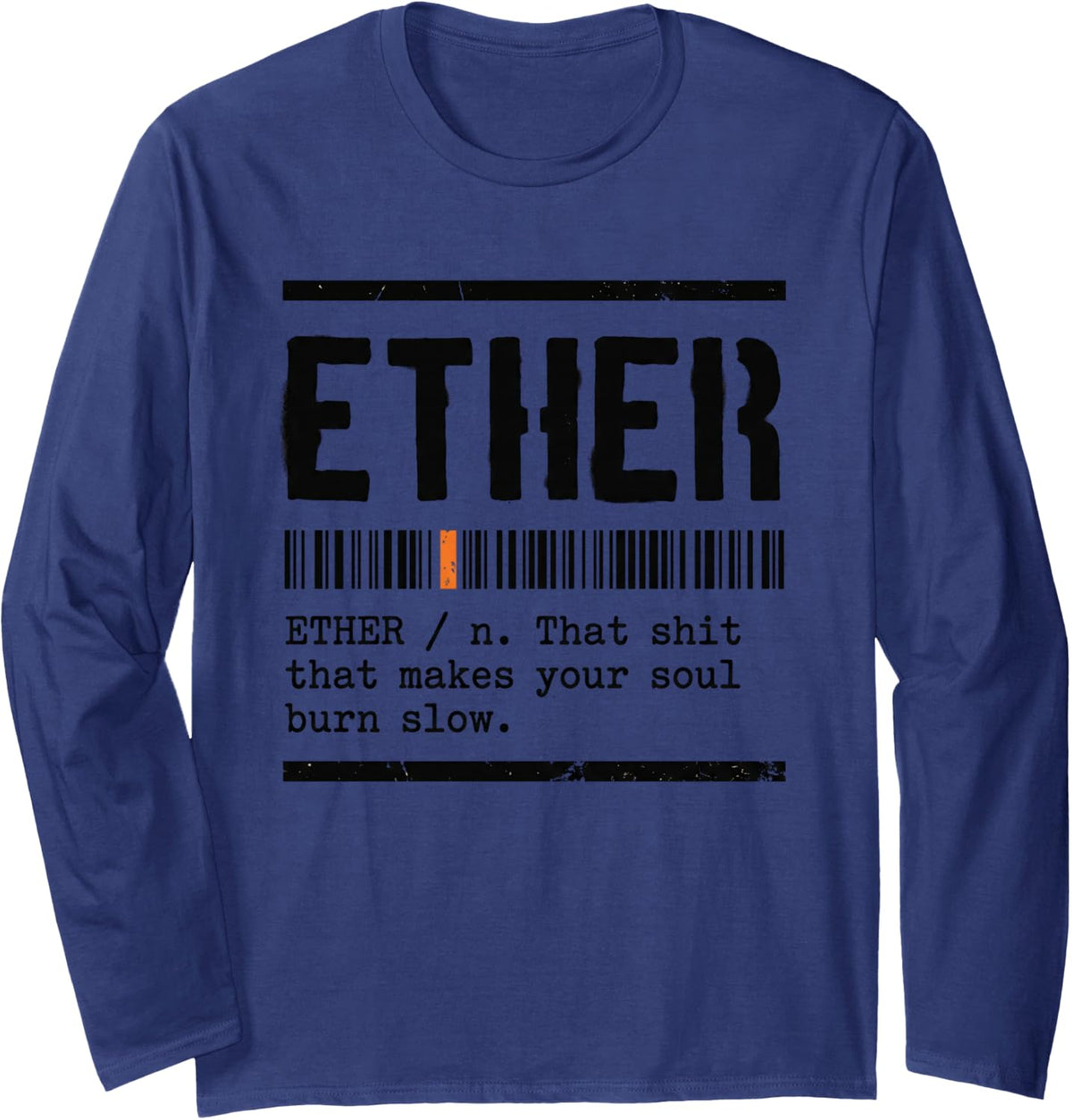 Ether Tshirt Music Rap Oldschool Hiphop Urban Streetwear Long Sleeve T-Shirt - Adult Unisex Navy Blue