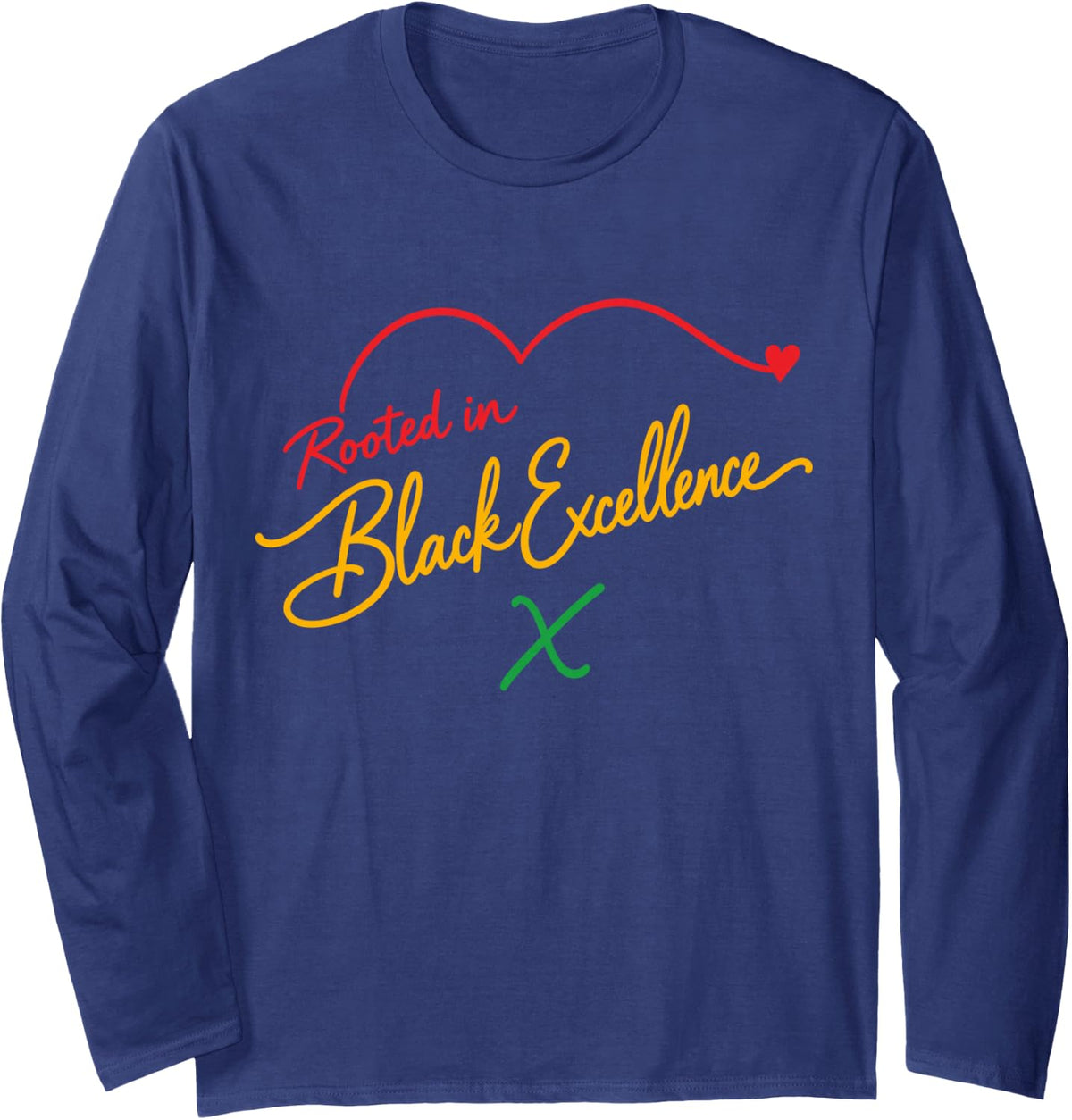 Black Excellence Black History Long Sleeve T-Shirt - Adult Unisex Navy Blue