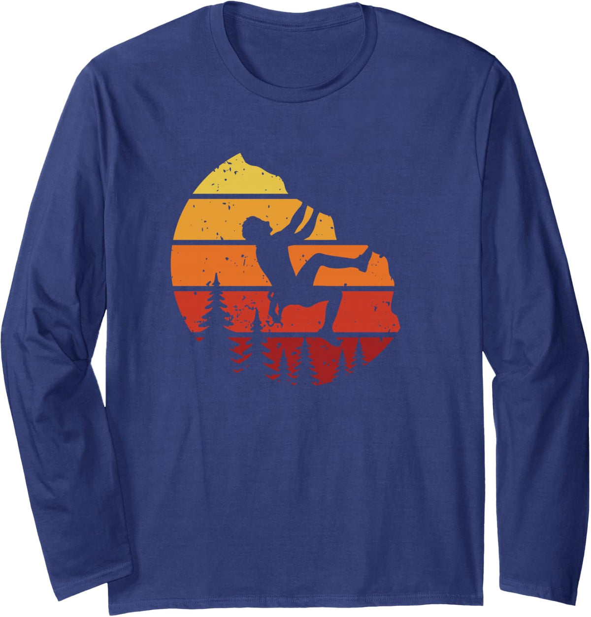 Climber Bouldering Climb Rock Climbing Long Sleeve T-Shirt - Adult Unisex Navy Blue