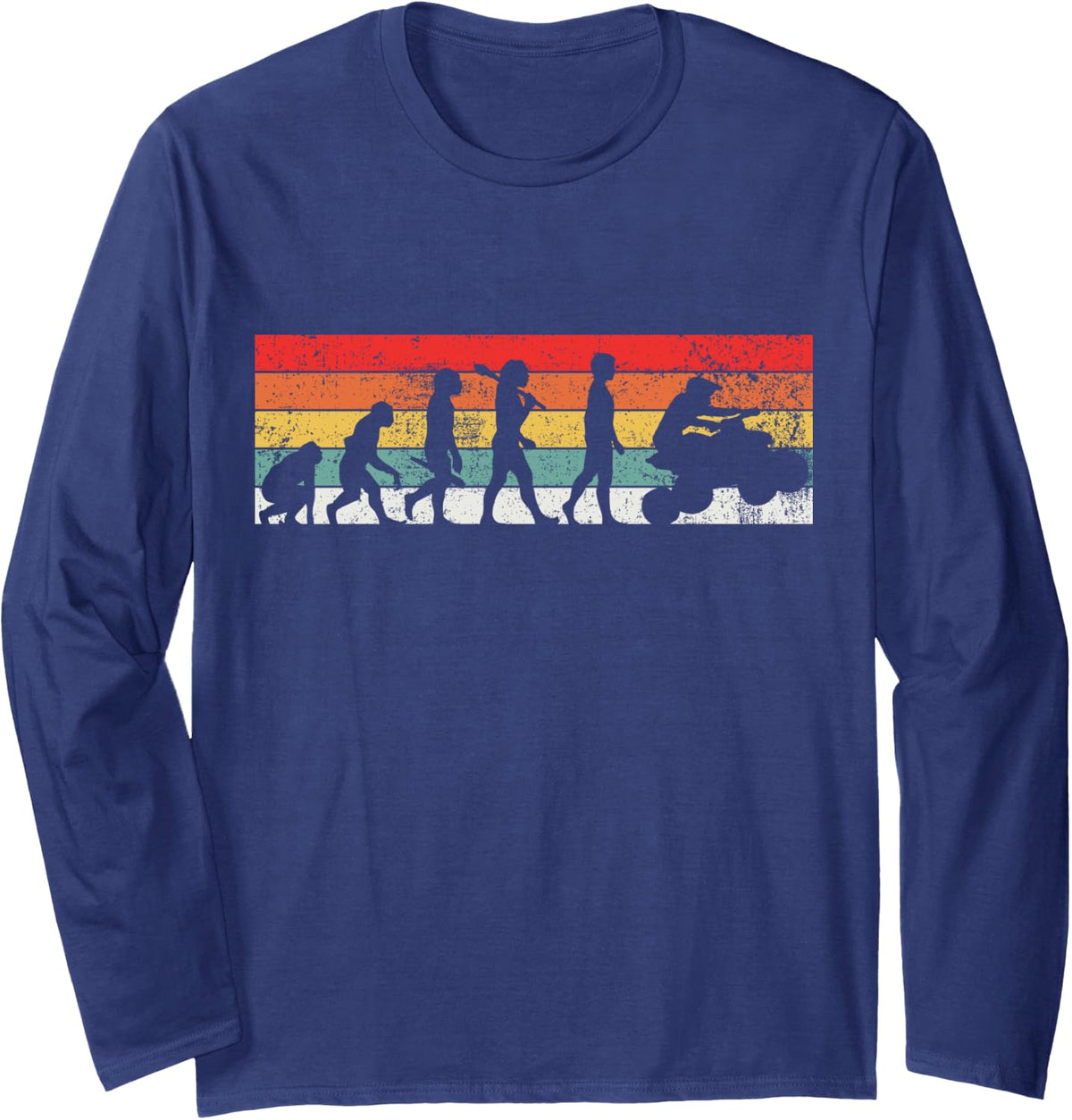 Quad ATV Bike Rider Long Sleeve T-Shirt - Adult Unisex Navy Blue