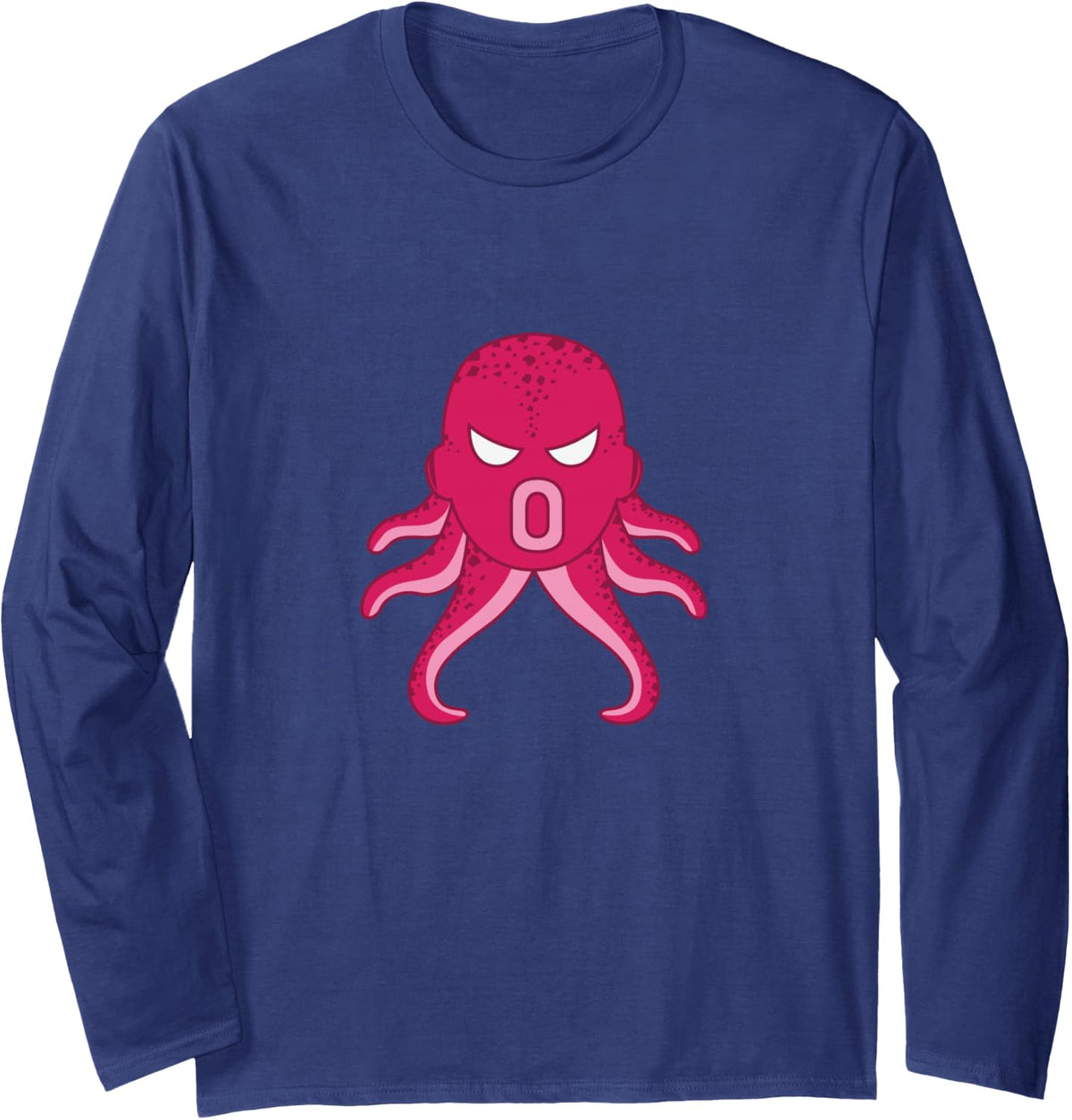 Crazy Giant Squid Long Sleeve T-Shirt - Adult Unisex Navy Blue