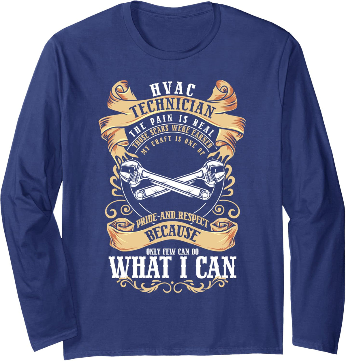 HVAC Mechanic Certified HVAC Tech HVAC Technician Long Sleeve T-Shirt - Adult Unisex Navy Blue