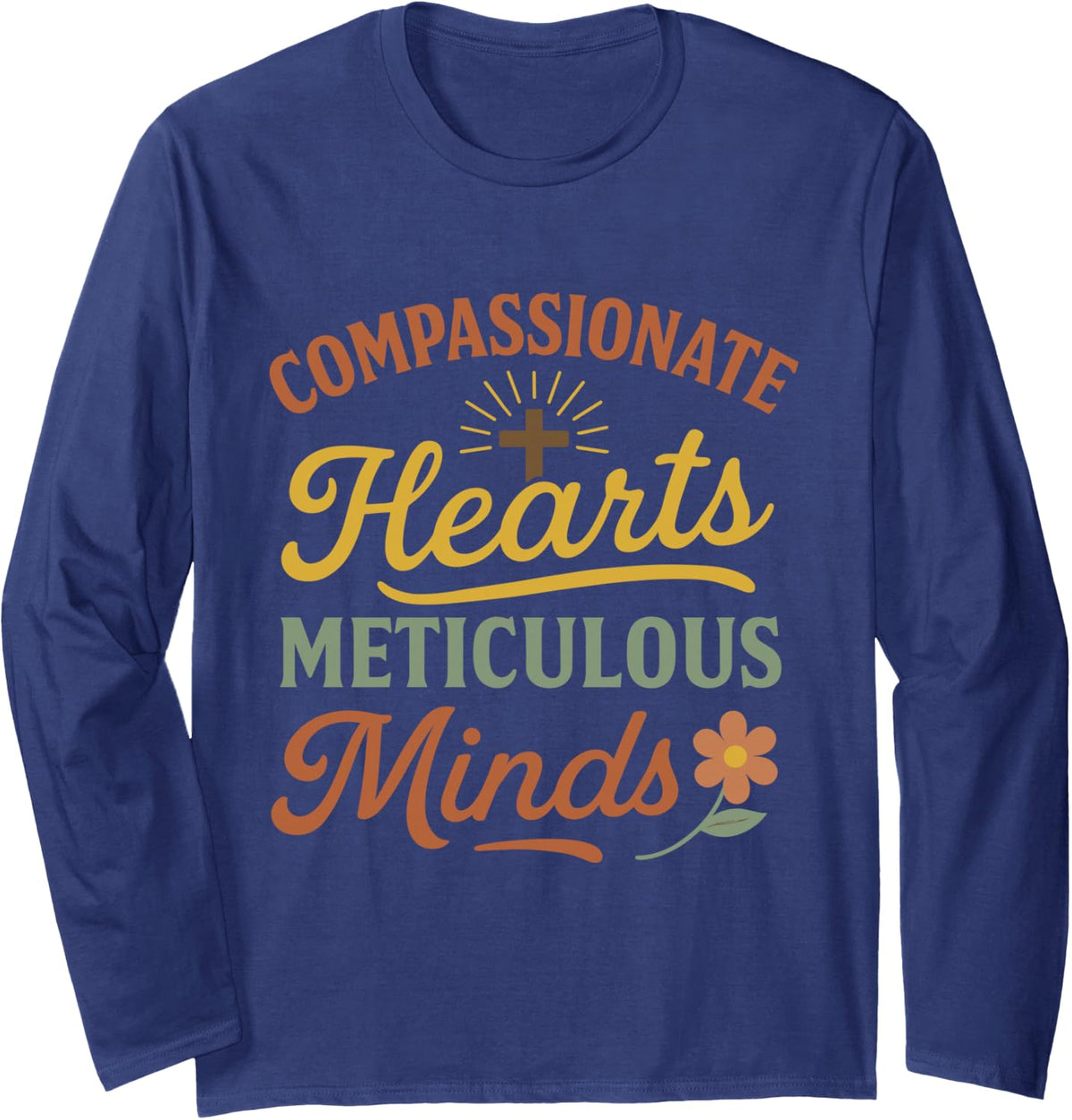 Forensic Nurse Practitioner Compassionate Hearts Coroner Long Sleeve T-Shirt - Adult Unisex Navy Blue
