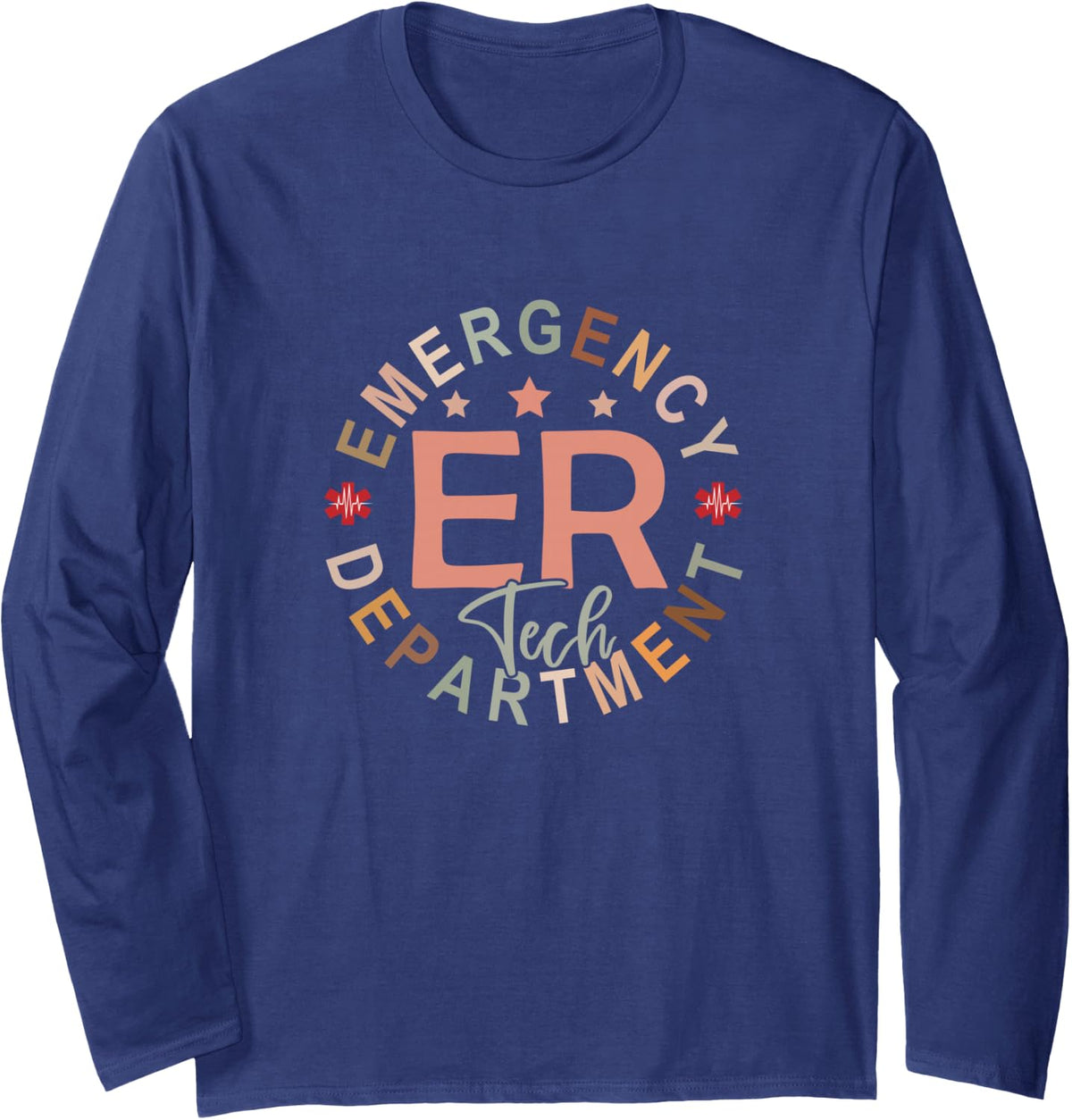 Funny Emergency Department Tech Emergency Room Tech Er Tech Long Sleeve T-Shirt - Adult Unisex Navy Blue