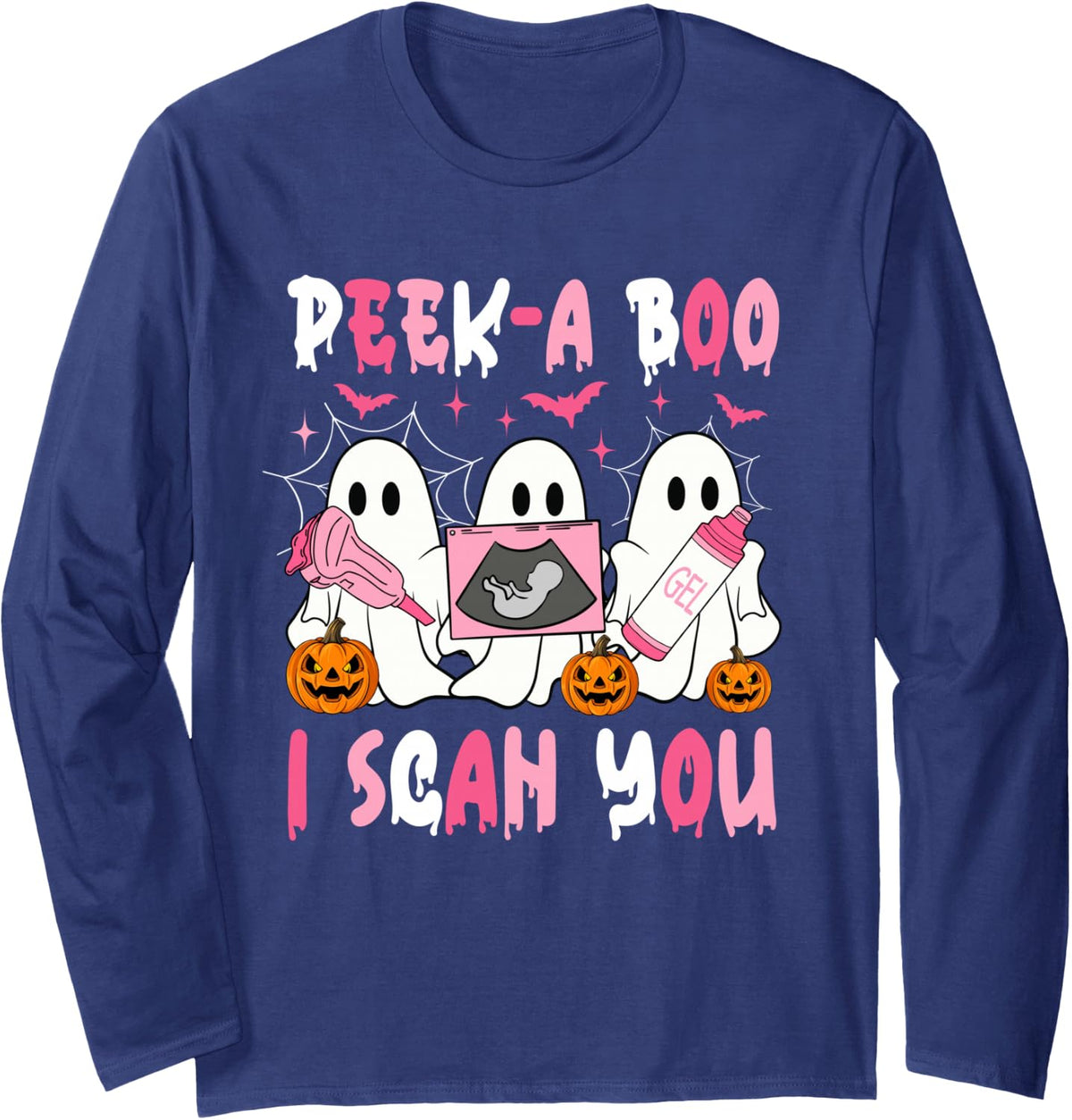 Funny Long Sleeve T-Shirt - Adult Unisex Navy Blue