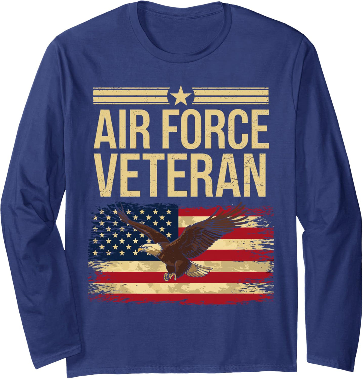 Veteran of The United States Air Force US Air Force Memorial Long Sleeve T-Shirt - Adult Unisex Navy Blue
