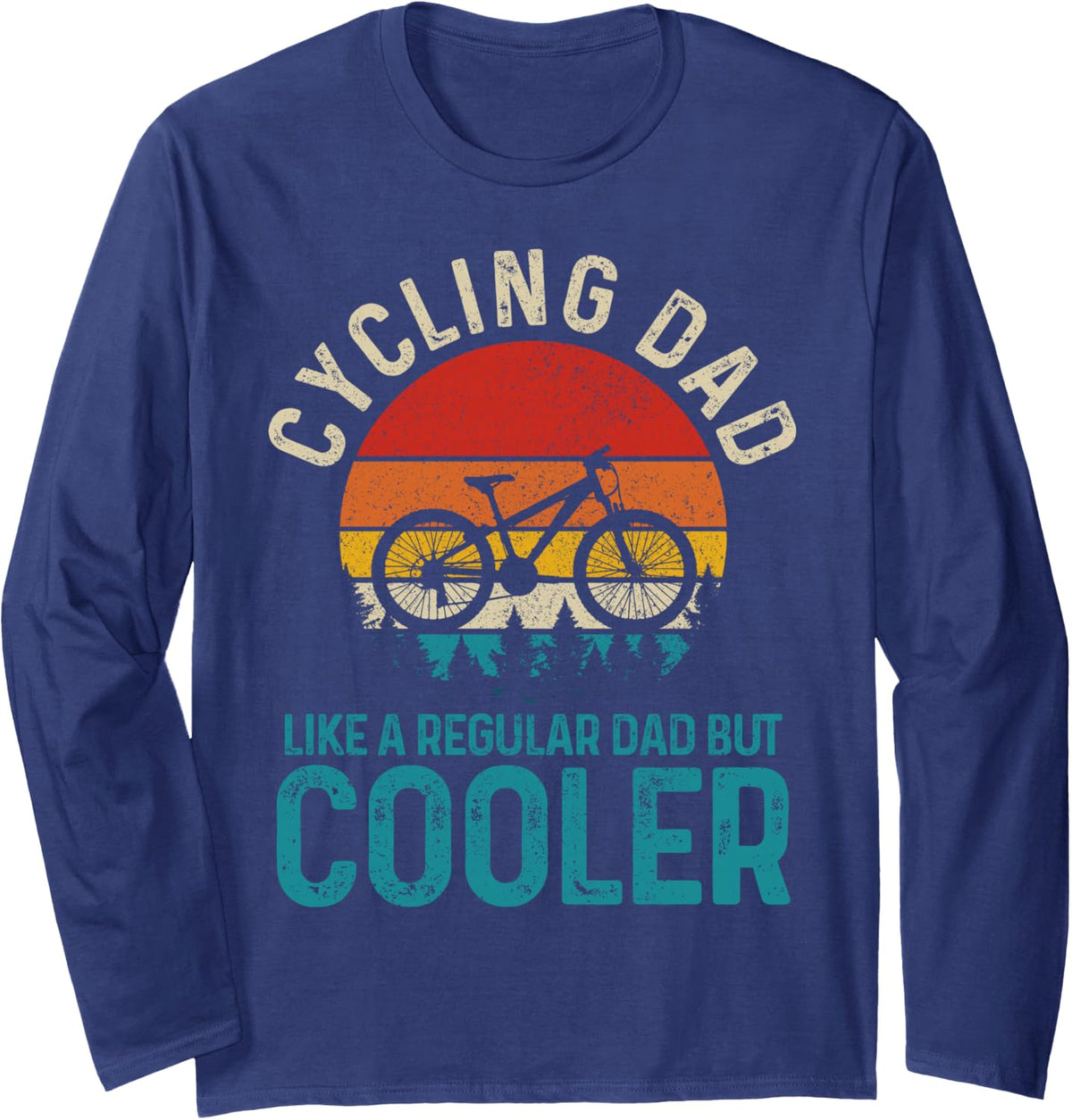 MTB Mountain Bike Downhill Mountain Biker Gift Long Sleeve T-Shirt - Adult Unisex Navy Blue