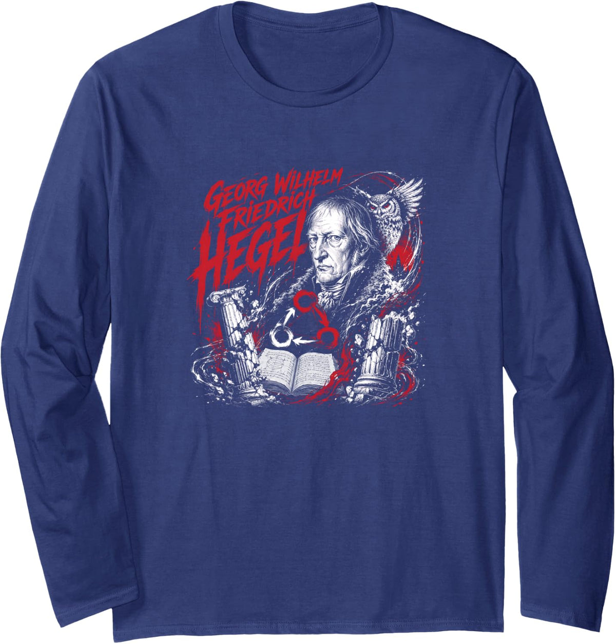 Georg Wilhelm Friedrich Hegel Philosophy Dialectics Long Sleeve T-Shirt - Adult Unisex Navy Blue