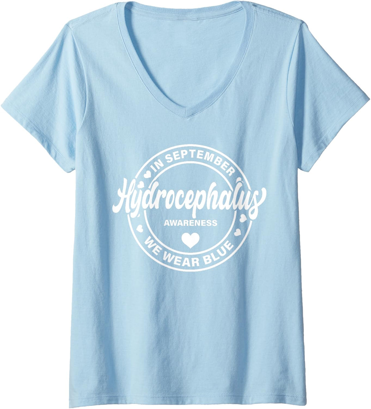 Womens Hydrocephalus Awareness Shirt For Men Women We Wear Blue V-Neck T-Shirt - Baby Blue