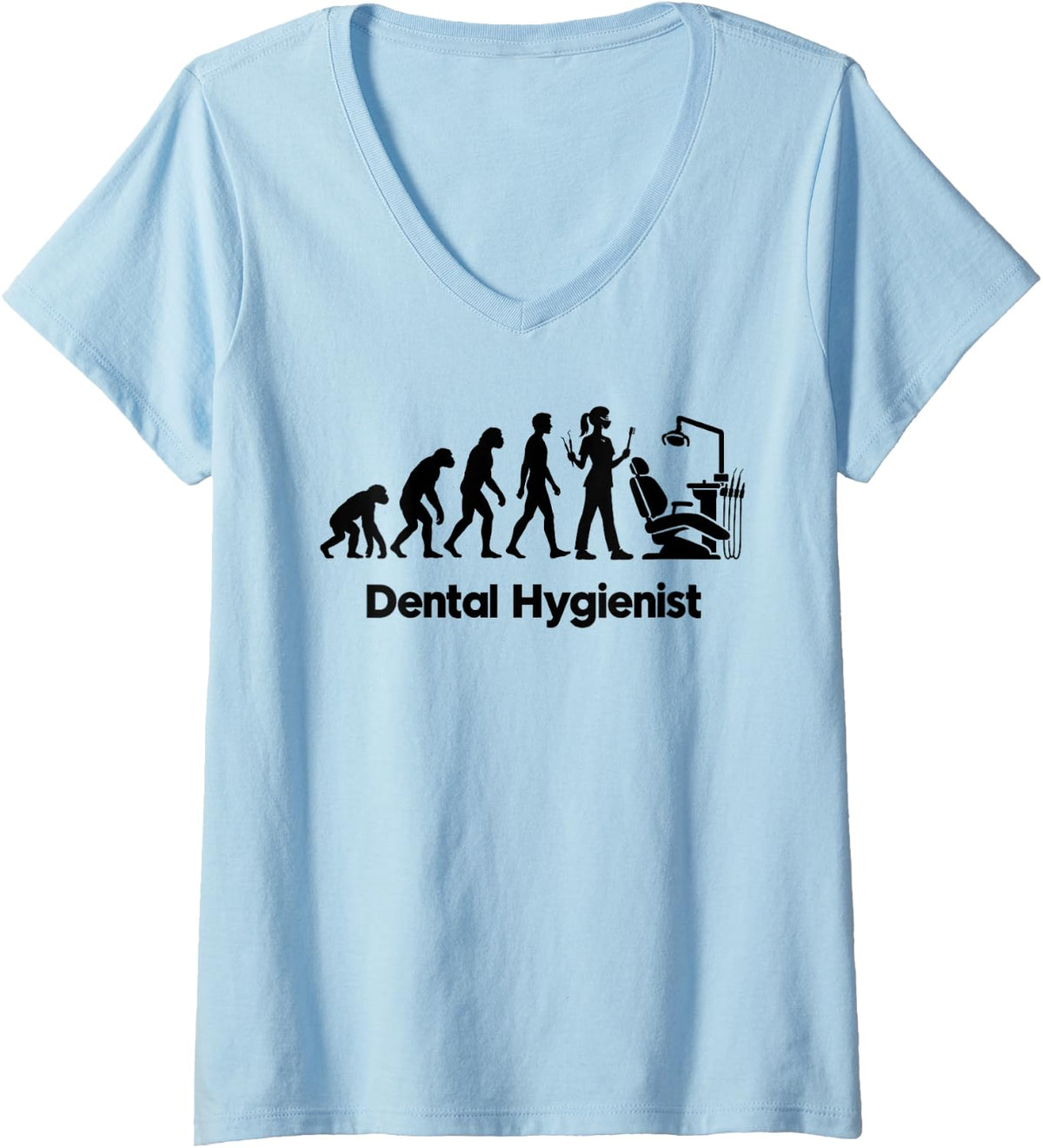 Women's Dental Hygienist Evolution Profession V-Neck T-Shirt - Baby Blue