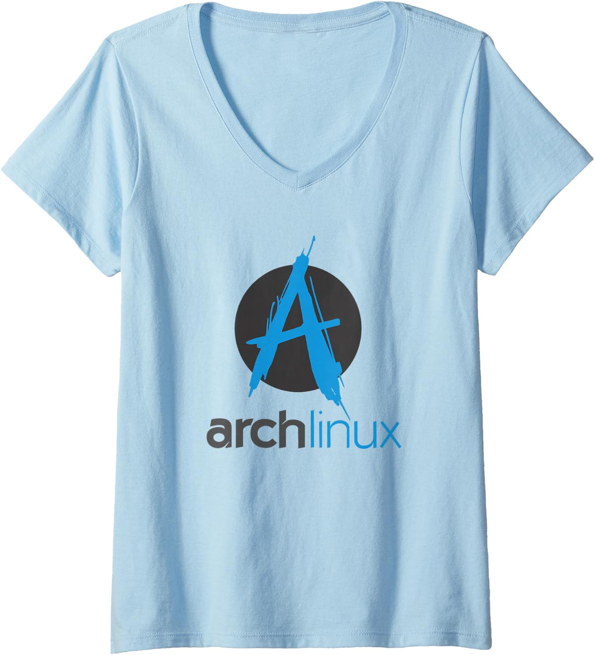 Women's Arch Linux Lover T-Shirt Tagline and Logo Open Source Os tee V-Neck T-Shirt - Baby Blue