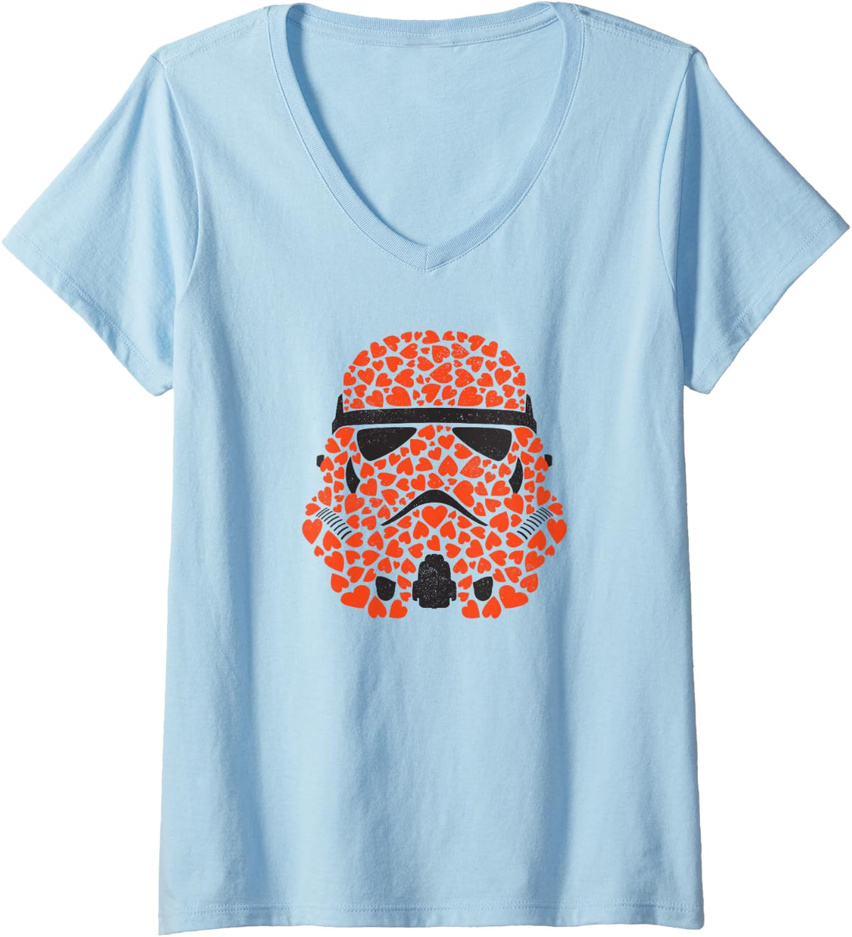 Womens Star Wars Valentine's Day Stormtrooper Hearts V-Neck T-Shirt - Baby Blue