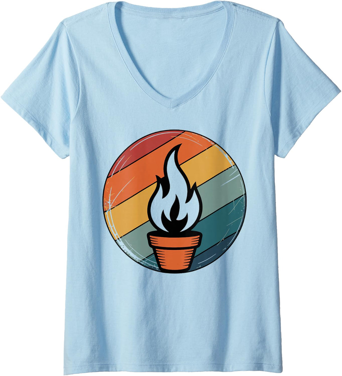 Women's Vintage Pottery Kiln Ceramics Art Teacher Pottery Lover V-Neck T-Shirt - Baby Blue