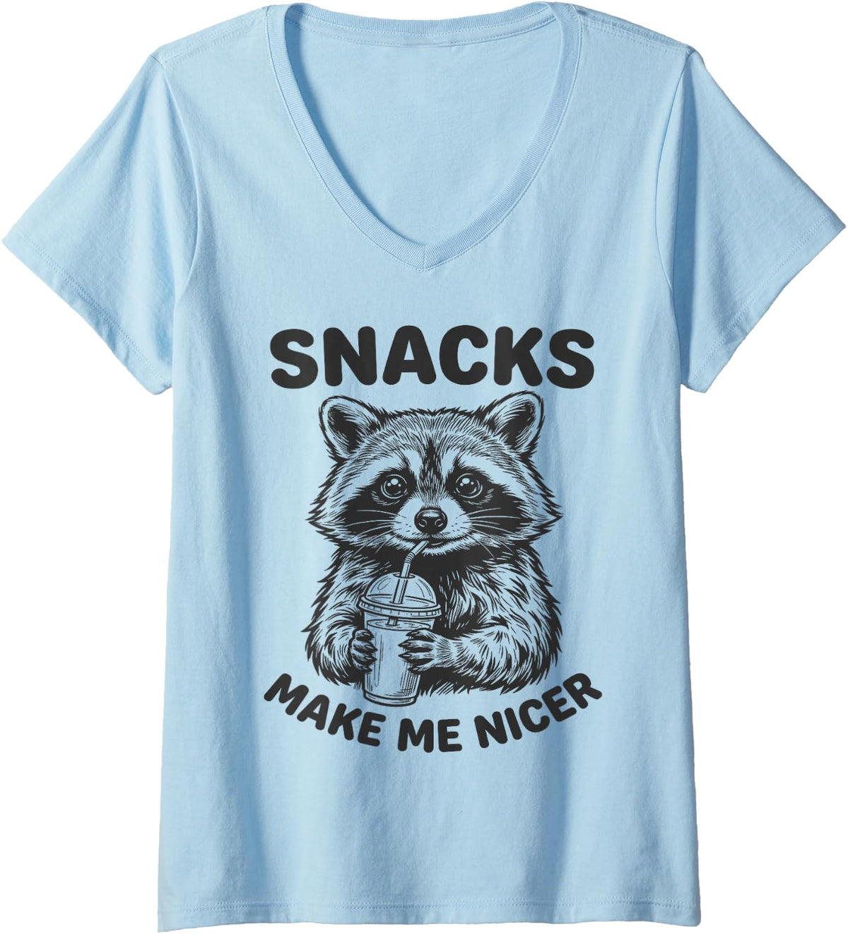 Women's Trash Panda Raccoon Gifts Funny Raccoon Animal Humor Meme V-Neck T-Shirt - Baby Blue