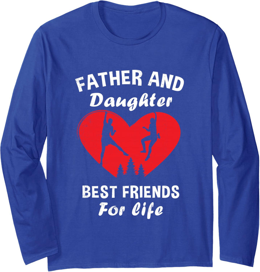 Rock Climbing Father and Daughter Long Sleeve T-Shirt - Adult Unisex Royal Blue